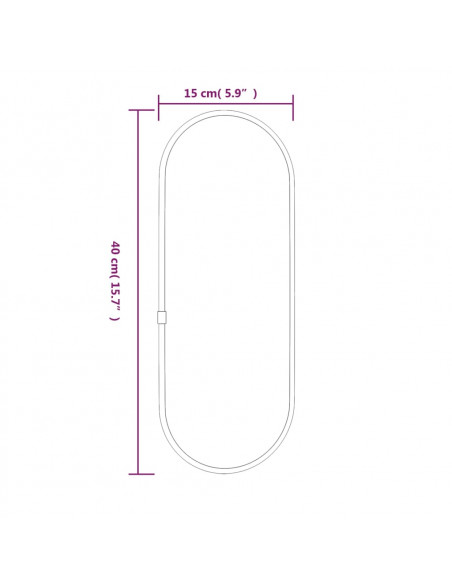 Specchio da Parete Nero 40x15 cm Ovale