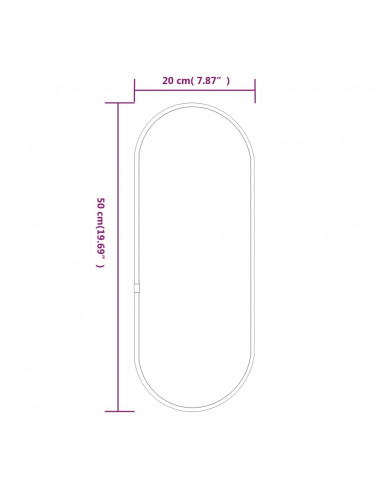 Specchio da Parete Nero 50x20 cm Ovale