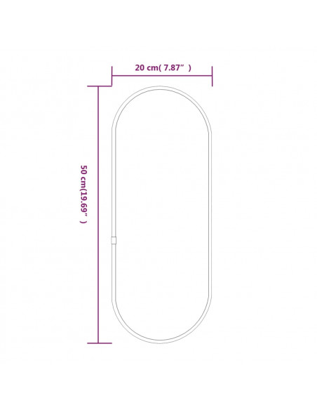 Specchio da Parete Nero 50x20 cm Ovale