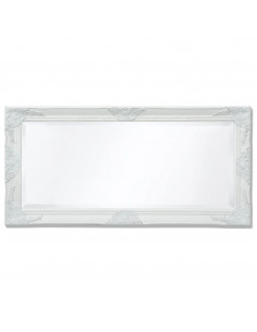 Specchio da Parete Stile Barocco 100x50 cm Bianco