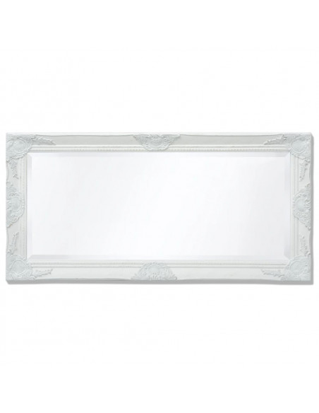 Specchio da Parete Stile Barocco 100x50 cm Bianco