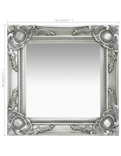 Specchio da Parete Stile Barocco 40x40 cm Argento