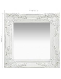 Specchio da Parete Stile Barocco 40x40 cm Bianco
