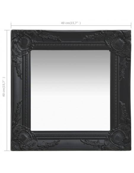 Specchio da Parete Stile Barocco 40x40 cm Nero