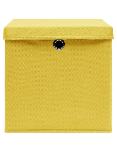 Scatole Portaoggetti con Coperchi 4pz Gialle 32x32x32cm Tessuto