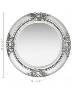 Specchio da Parete Stile Barocco 50 cm Argento