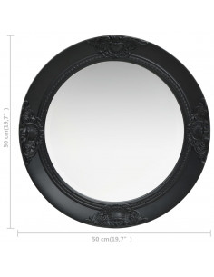Specchio da Parete Stile Barocco 50 cm Nero