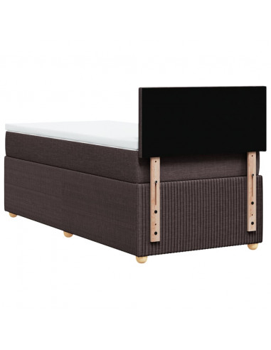 Giroletto a Molle con Materasso Marrone Scuro 100x200cm Tessuto