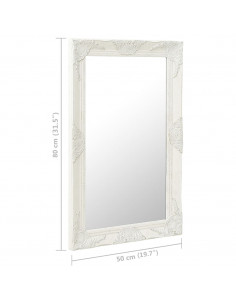 Specchio da Parete Stile Barocco 50x80 cm Bianco