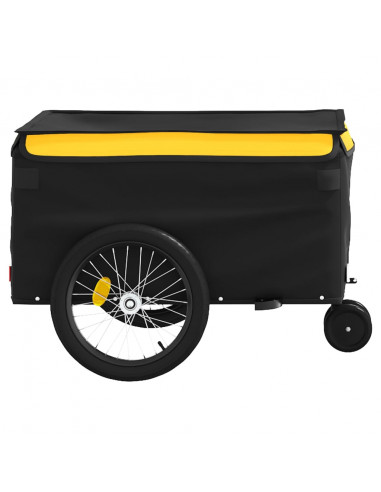 Rimorchio da Bici Nero e Giallo 30 kg in Ferro