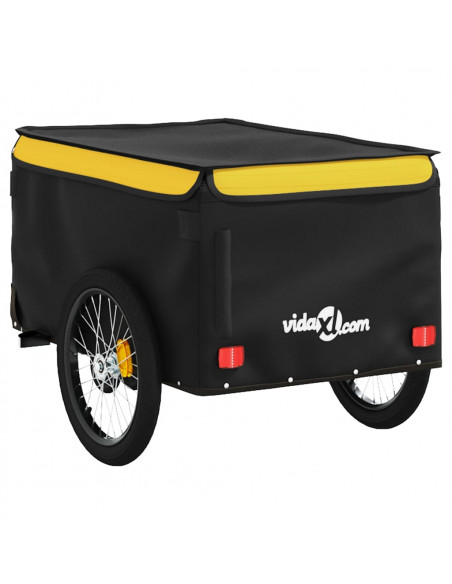 Rimorchio da Bici Nero e Giallo 30 kg in Ferro