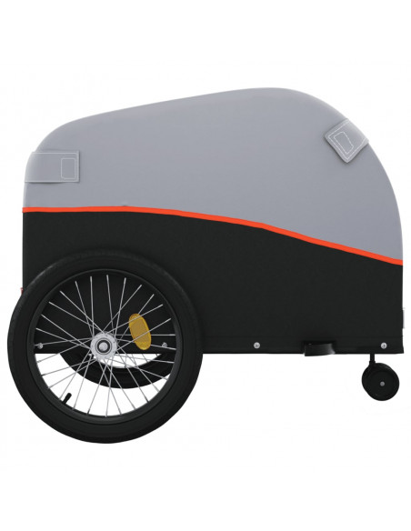 Rimorchio da Bici Nero e Arancione 45 kg in Ferro