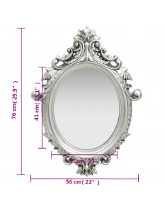 Specchio da Parete Stile Castello 56x76 cm Argento