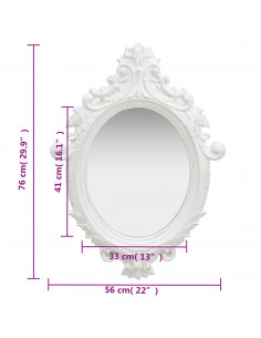 Specchio da Parete Stile Castello 56x76 cm Bianco