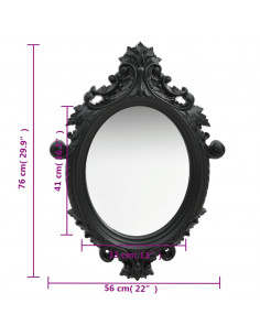 Specchio da Parete Stile Castello 56x76 cm Nero