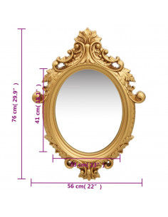 Specchio da Parete Stile Castello 56x76 cm Oro