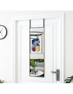 Specchio da Porta Nero 30x100 cm in Vetro e Alluminio