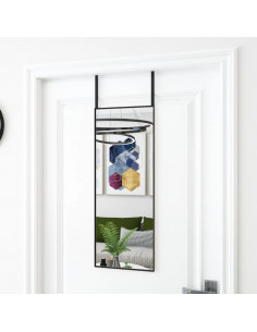 Specchio da Porta Nero 30x80 cm in Vetro e Alluminio