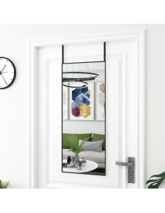 Specchio da Porta Nero 40x100 cm in Vetro e Alluminio
