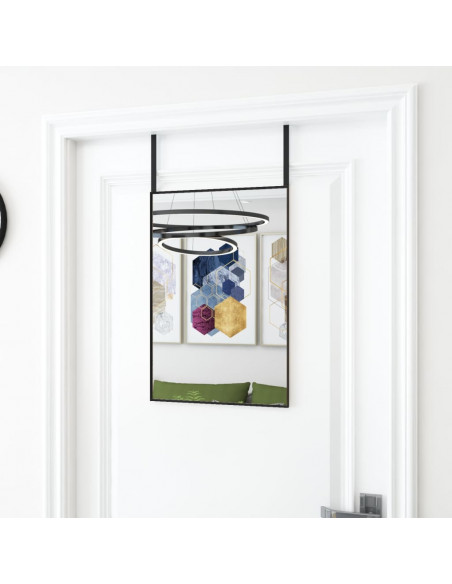 Specchio da Porta Nero 40x60 cm in Vetro e Alluminio