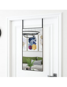 Specchio da Porta Nero 40x80 cm in Vetro e Alluminio