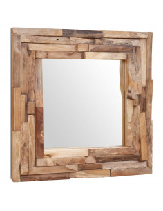 Specchio Decorativo in Legno di Teak 60x60 cm Quadrato