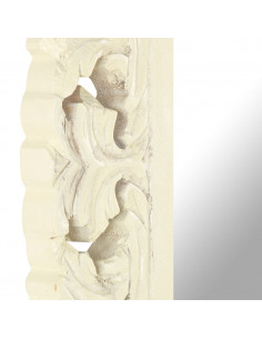 Specchio Intagliato a Mano Bianco 50x50 cm in Massello di Mango