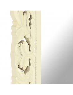 Specchio Intagliato a Mano Bianco 80x50 cm in Massello di Mango