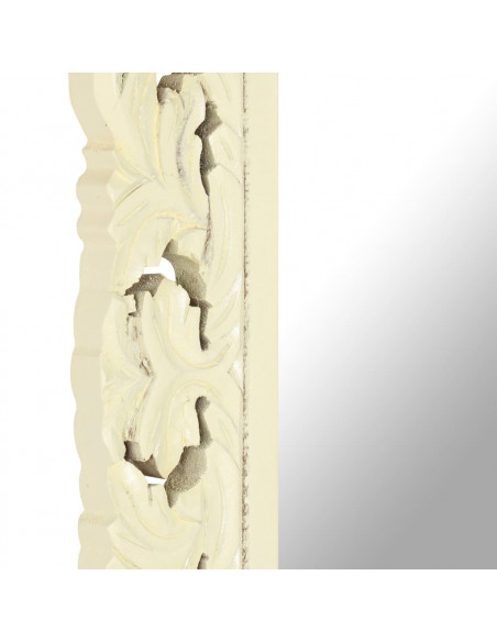 Specchio Intagliato a Mano Bianco 80x50 cm in Massello di Mango
