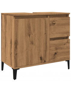 Mobile Sottolavabo Rovere Artigianale 65x33x60 cm in Truciolato 2