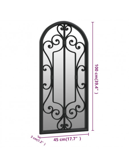 Specchio Nero 100x45 cm Ferro per Uso Interno