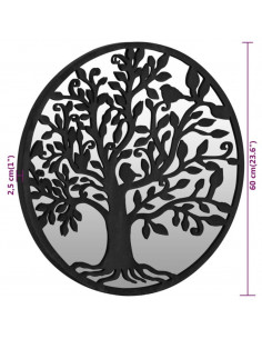 Specchio Nero 60x2,5 cm Rotondo in Ferro per Uso Interno