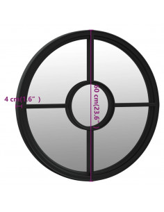 Specchio Nero 60x4 cm Rotondo in Ferro per Uso Interno