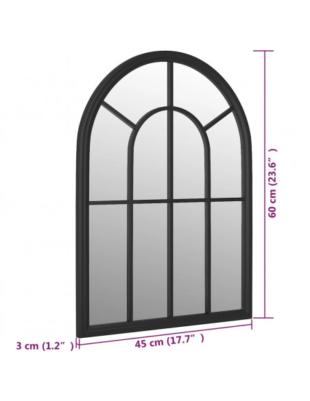 Specchio Nero 60x45 cm Ferro per Uso Interno