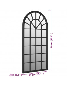 Specchio Nero 90x45 cm Ferro per Uso Interno