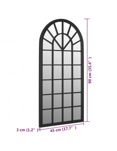 Specchio Nero 90x45 cm Ferro per Uso Interno