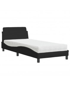 Letto con Materasso Nero 90x190 cm in Tessuto 2