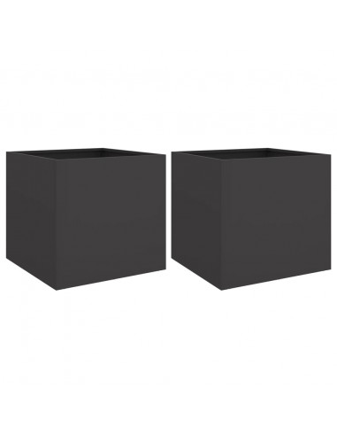 Fioriere 2 pz Nere 49x47x46 cm in Acciaio Laminato a Freddo