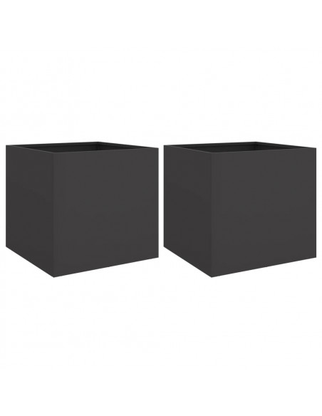 Fioriere 2 pz Nere 49x47x46 cm in Acciaio Laminato a Freddo