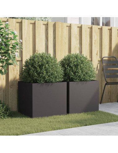 Fioriere 2 pz Nere 49x47x46 cm in Acciaio Laminato a Freddo