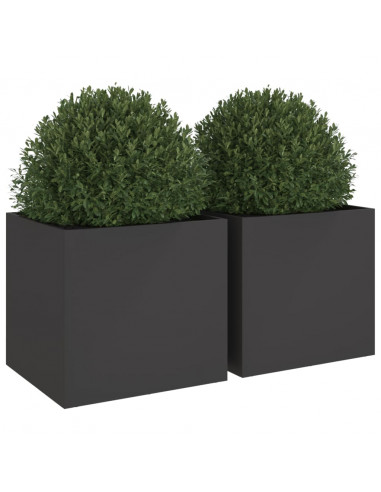 Fioriere 2 pz Nere 49x47x46 cm in Acciaio Laminato a Freddo