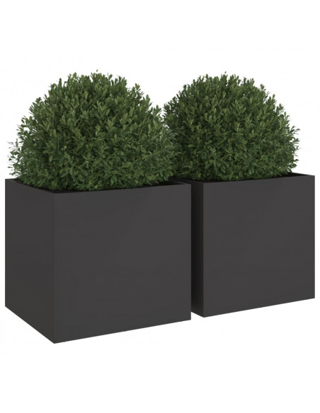 Fioriere 2 pz Nere 49x47x46 cm in Acciaio Laminato a Freddo
