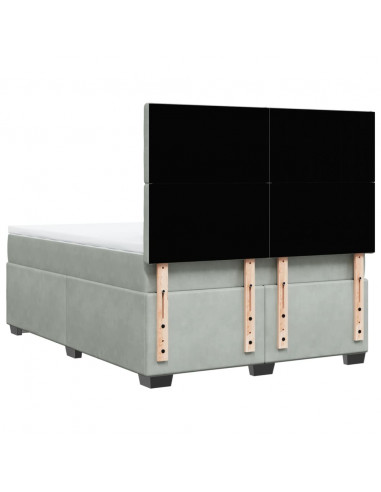 Giroletto a Molle con Materasso Grigio Chiaro 140x200cm Velluto