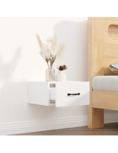 Comodino a Muro Bianco Lucido 35x35x20 cm 2