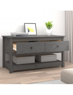 Tavolino da Salotto Grigio 102x49x55 cm Legno Massello di Pino