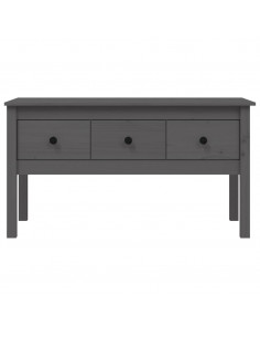 Tavolino da Salotto Grigio 102x49x55 cm Legno Massello di Pino