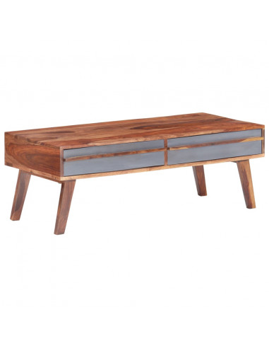 Tavolino da Salotto Grigio 110x50x40 cm in Legno di Sheesham