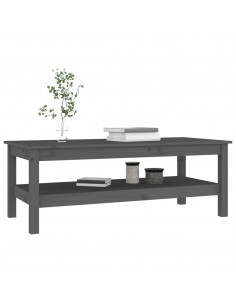 Tavolino da Salotto Grigio 110x50x40 cm Legno Massello di Pino