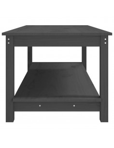 Tavolino da Salotto Grigio 110x55x45 cm Legno Massello di Pino