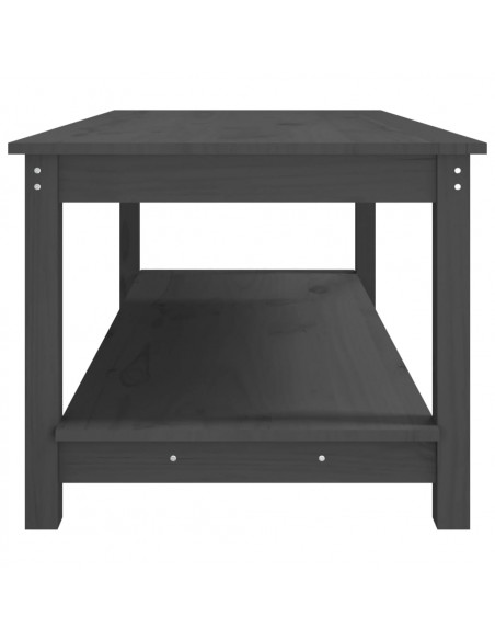 Tavolino da Salotto Grigio 110x55x45 cm Legno Massello di Pino